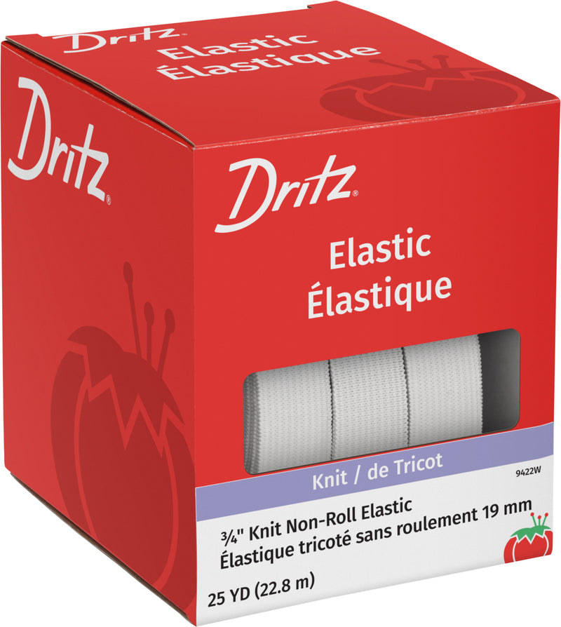 Cargue la imagen en el visor de la galería, 9422W|Dritz 3/4" Knit Non-Roll Elastic, White, 25 yd