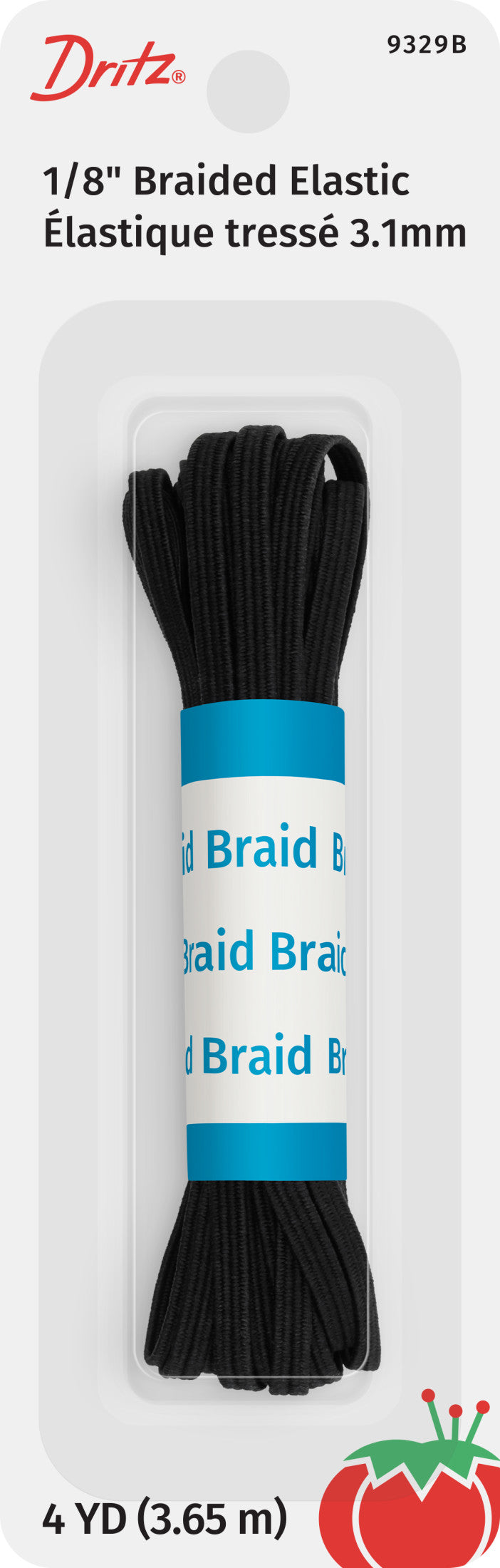 Cargue la imagen en el visor de la galería, 9329B|Dritz 1/8" Black Braided Elastic, 4 yd