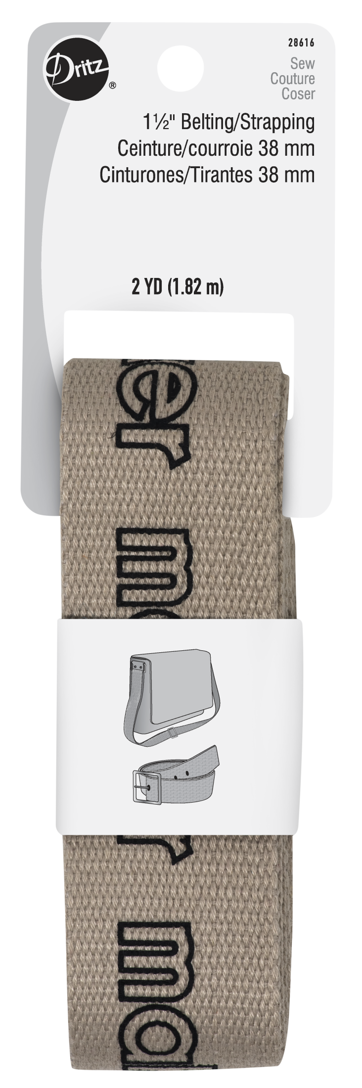 Load image into Gallery viewer, 28616|Dritz 1-1/2" Message Polyester Belting &amp; Strapping, Stone, 2 yd