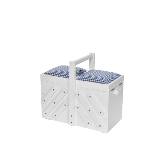 612578|Prym White Wood Sewing Box With Fabric