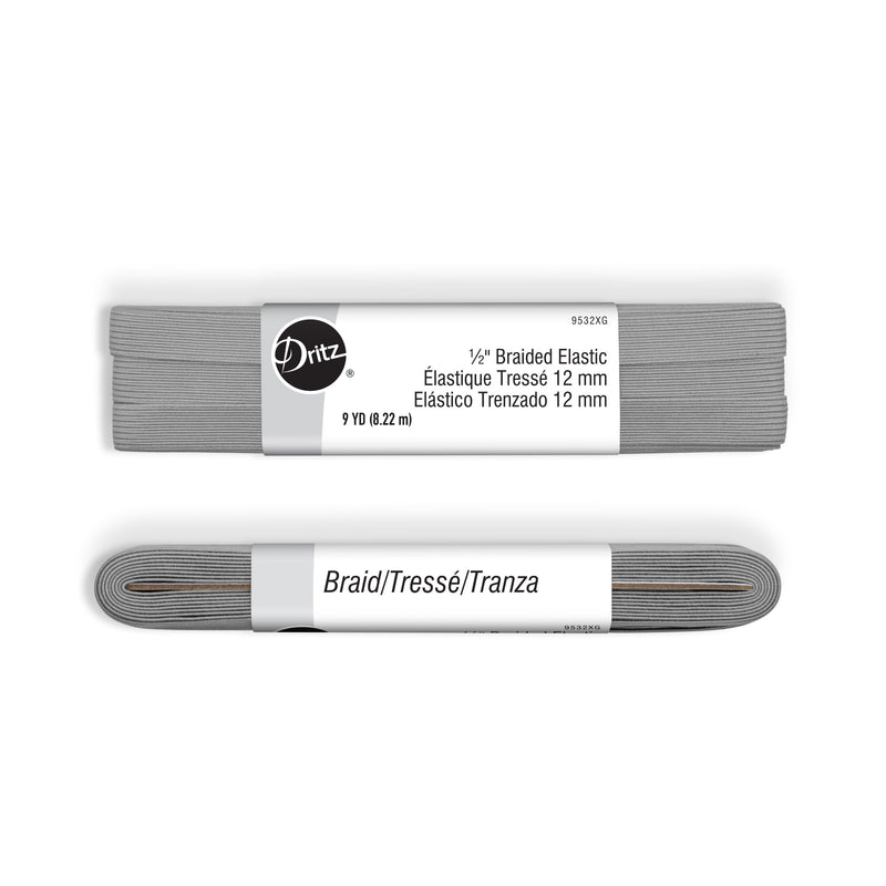Load image into Gallery viewer, 9532XG|Dritz 1/2" Gray Braided Elastic, 9 yd