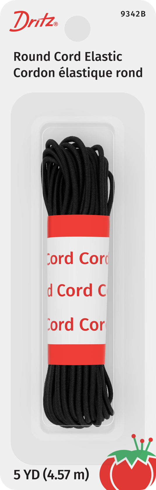 9342B|Dritz Round Cord Elastic, Black, 5 yd