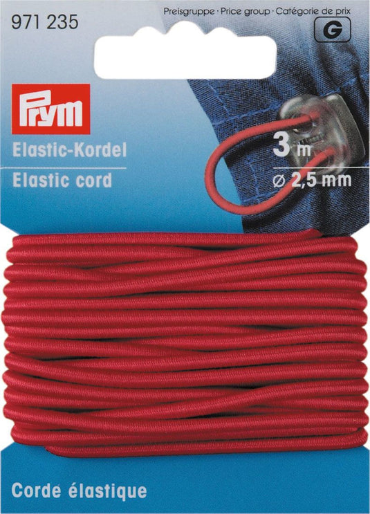 971235|Prym 2.5mm Elastic Cord, Red, 3 M