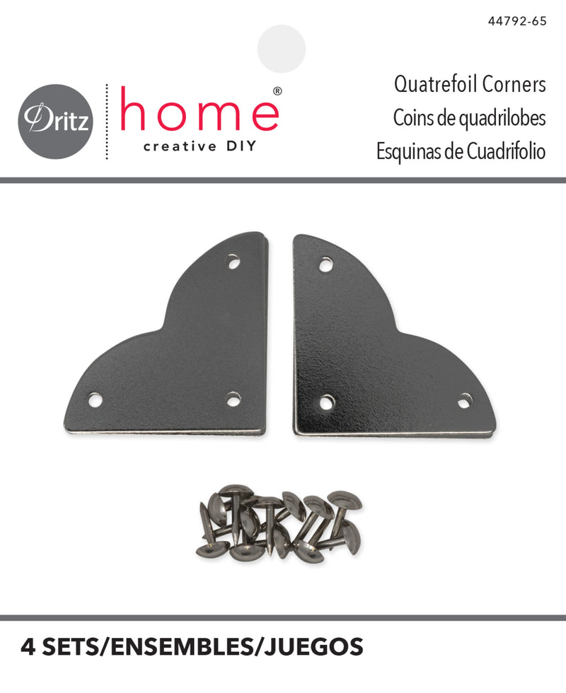 Load image into Gallery viewer, 44792-65|Dritz Smooth Quatrefoil Corners, Small, Nickel, 4 pc