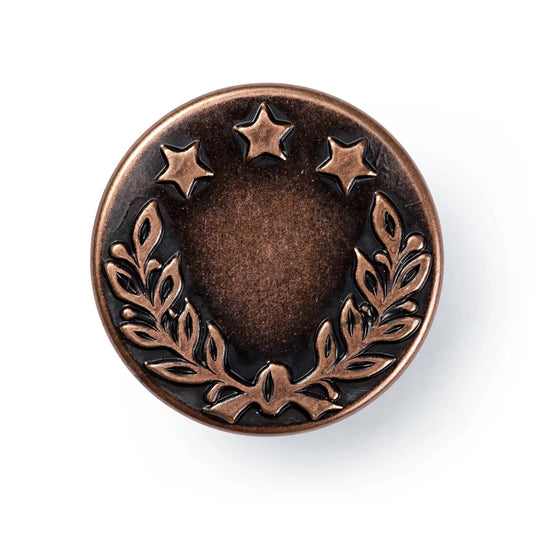 622241|Prym JEANS Buttons 17 mm Laurel wreath antique copper 8pc