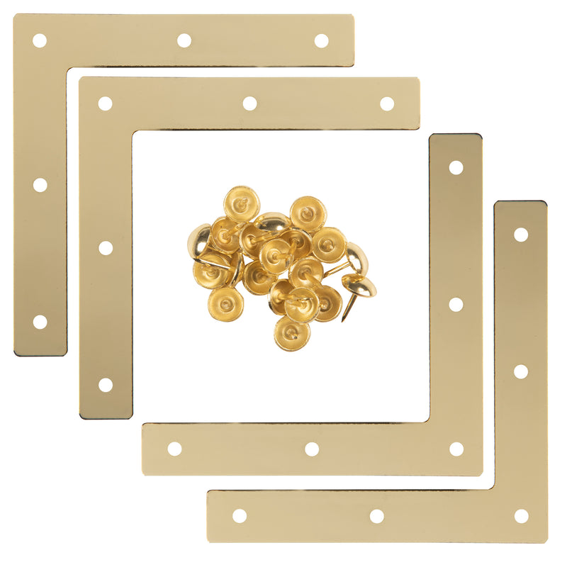 Load image into Gallery viewer, 44789-35|Dritz Smooth Campaign Hardware Corners, Large, Brass, 4 pc