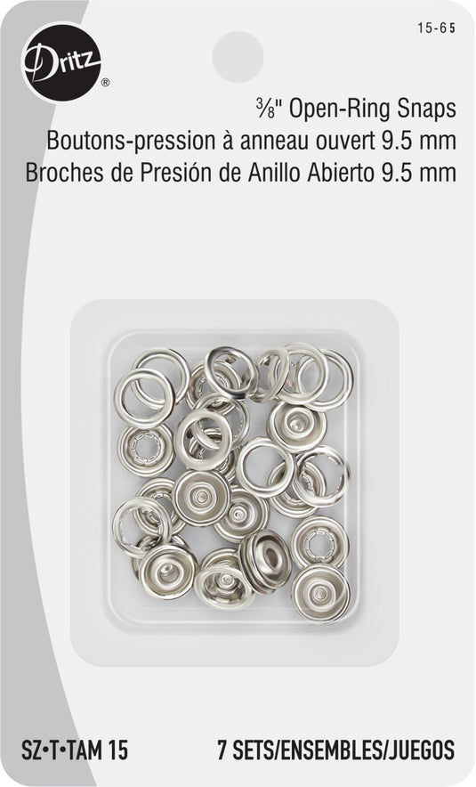 15-65|Dritz 3/8" Snap Fasteners, 7 Sets, Nickel