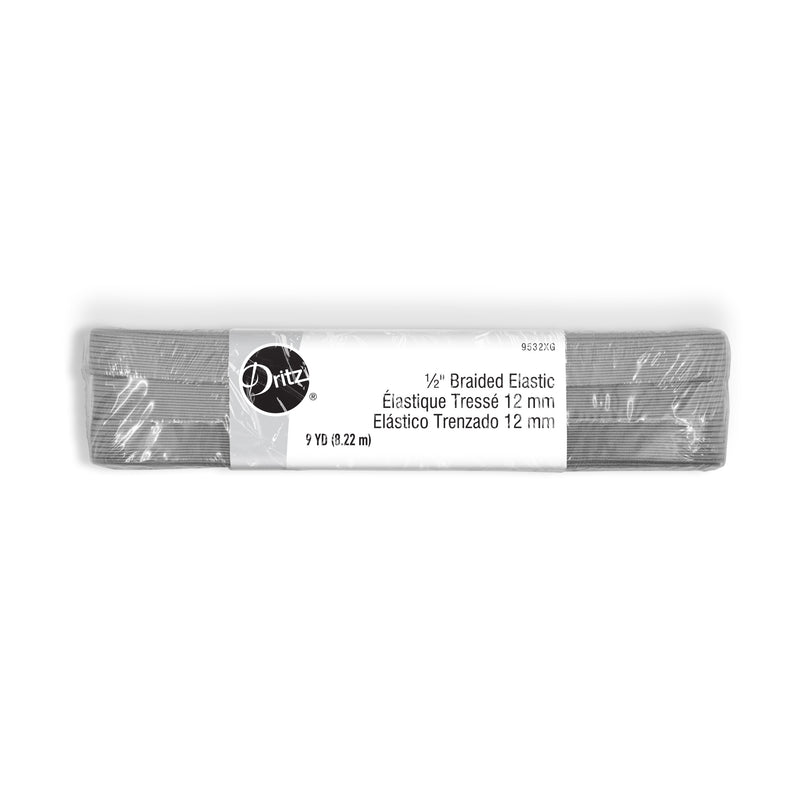 Load image into Gallery viewer, 9532XG|Dritz 1/2" Gray Braided Elastic, 9 yd