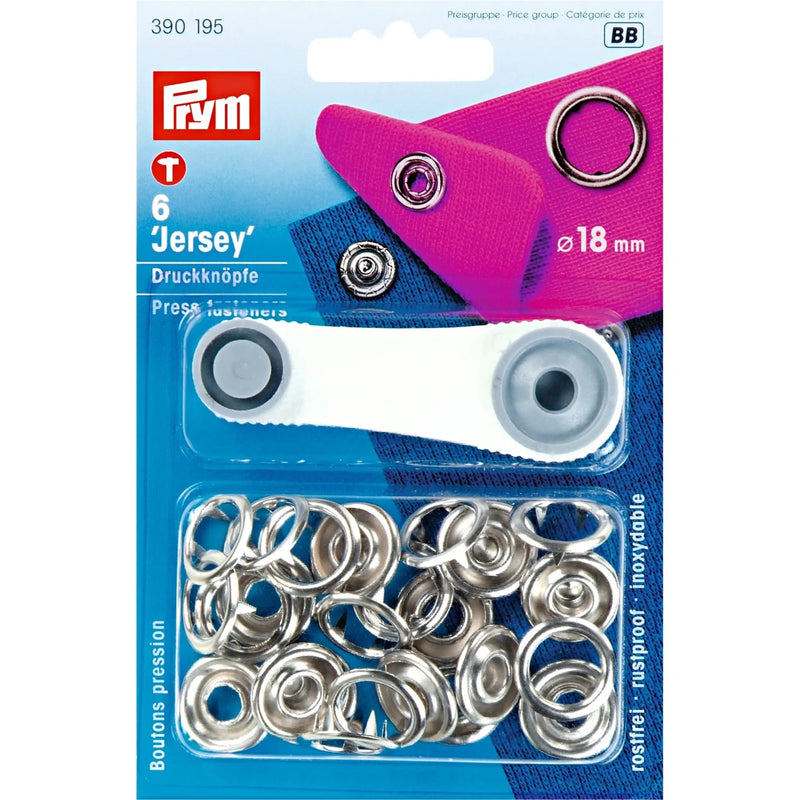 Load image into Gallery viewer, 390195|Prym JERSEY 18 mm silver with tools 6pc