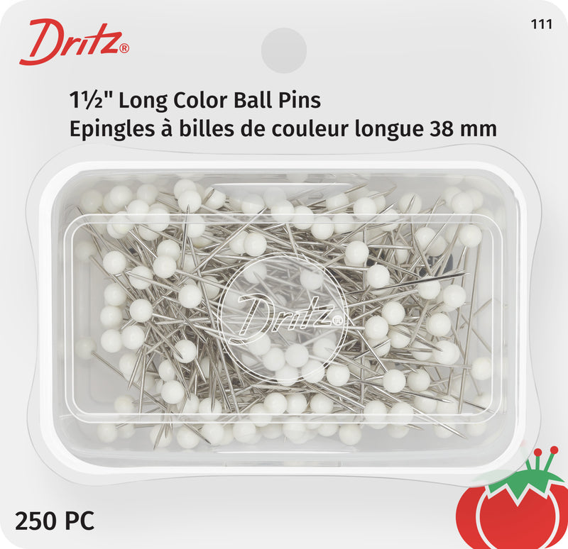 Load image into Gallery viewer, 111|Dritz 1-1/2" Long Color Ball Pins, White, 250 pc