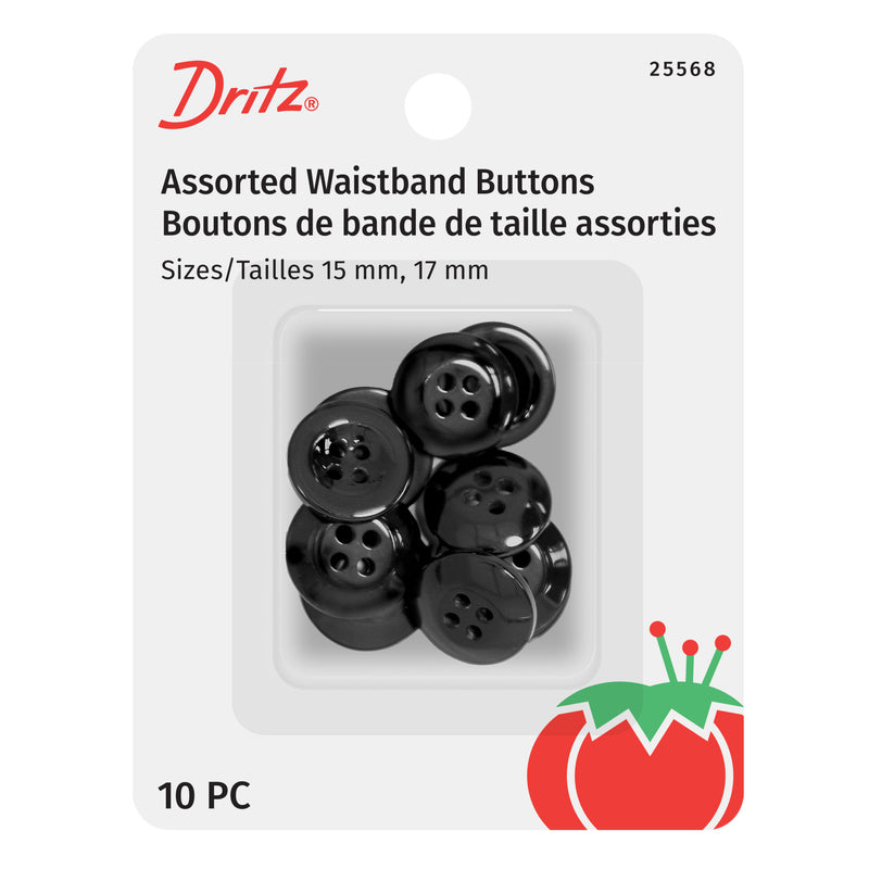 Cargue la imagen en el visor de la galería, 25568|Dritz Waistband Buttons, Black, 15 &amp;17mm, 10 PC