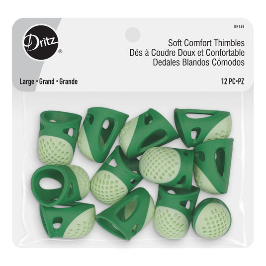BK168|Dritz Soft Comfort Thimbles, Large, 12 pc