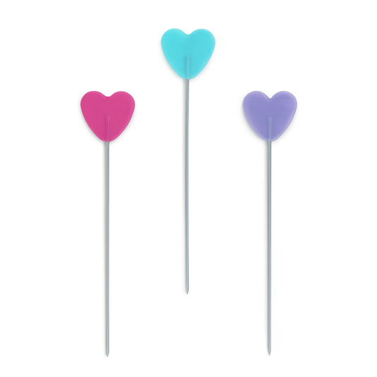 3069|Dritz 2" Flat Heart Head Pins, Assorted, 50 pc