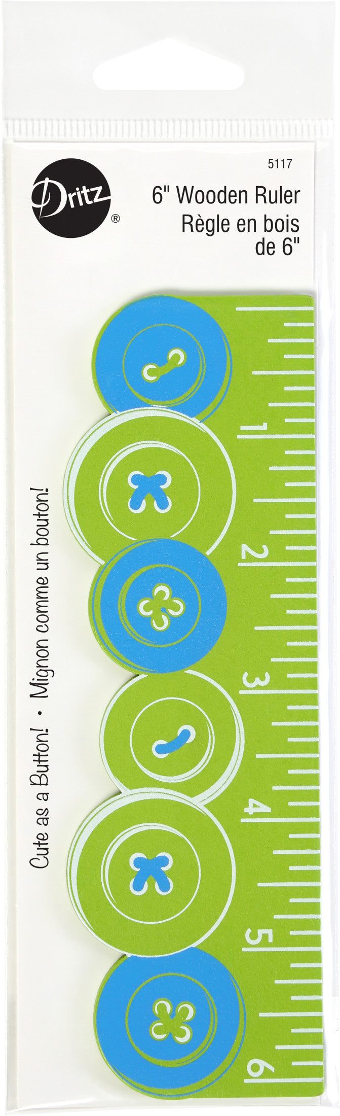 Load image into Gallery viewer, 5117|Dritz 6" Wooden Ruler, Buttons