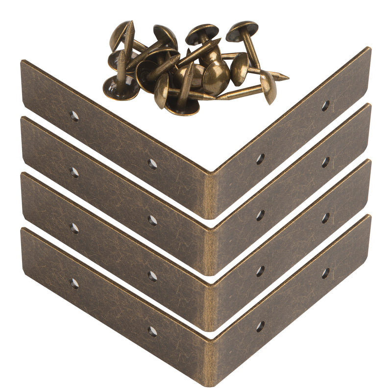 Load image into Gallery viewer, 44790-38|Dritz Smooth Right Angle Corners, Small, Antique Brass, 4 pc