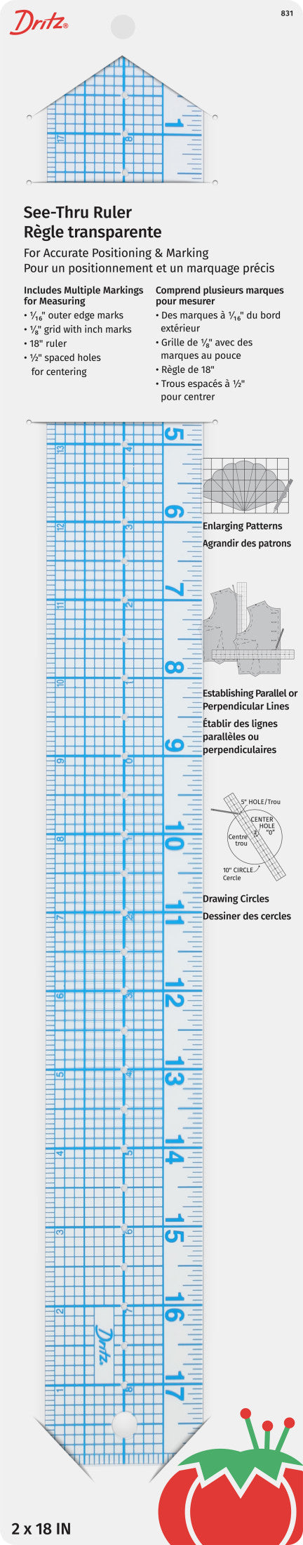 831|Dritz Quilt-N-Sew See-Thru Ruler