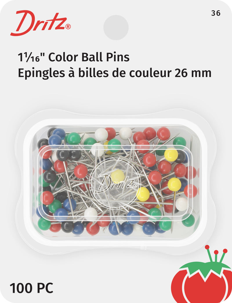 Load image into Gallery viewer, 36|Dritz 1-1/16" Color Ball Pins, Assorted, 100 pc