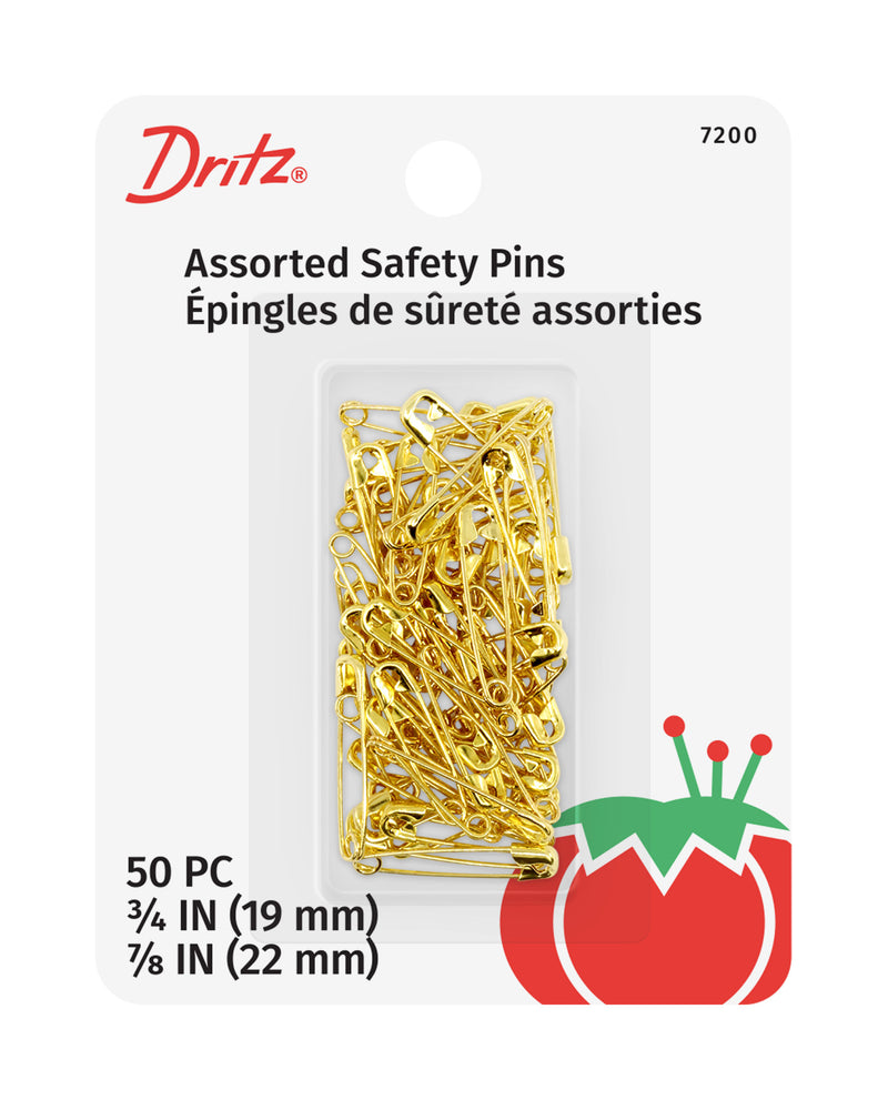 Load image into Gallery viewer, 7200|Dritz Safety Pins, Assorted Sizes, Gilt, 50 pc