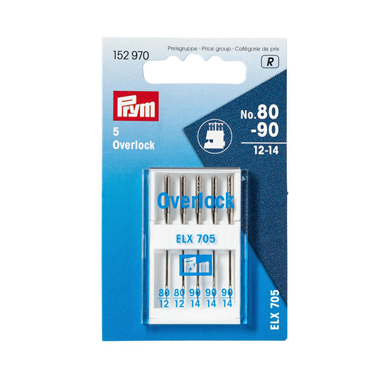152970|Prym Overlock Sewing Machine Needles, Sizes 12-14 (No. 80-90), 5 pc