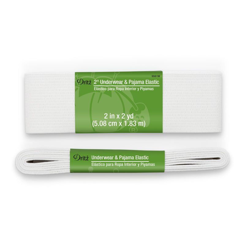 Cargue la imagen en el visor de la galería, 9581W|Dritz 2" Underwear &amp; Pajama Elastic, White, 2 yd