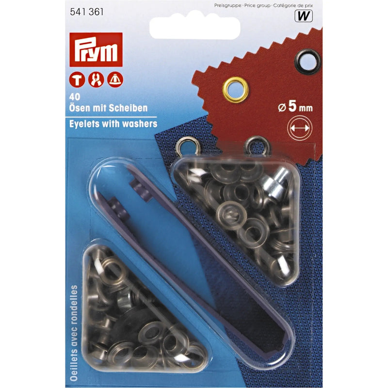 Load image into Gallery viewer, 541361|Prym Eyelets with washers 5 mm antique brass with tools 40pc