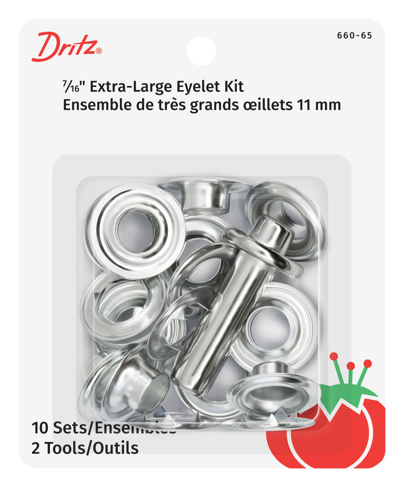 Load image into Gallery viewer, 660-65|Dritz 7/16" Extra-Large Eyelets &amp; Tools, 10 Sets, Nickel