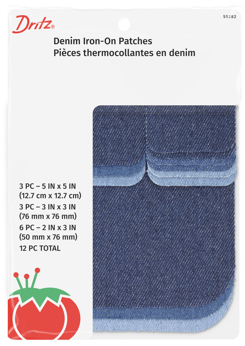 Load image into Gallery viewer, 55282|Dritz Denim Iron-On Patches, Assorted, 12 pc