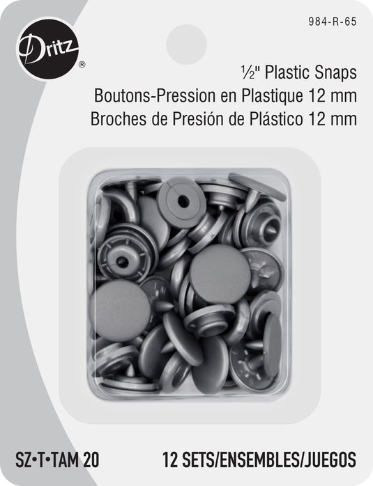 984-R-65|Dritz Plastic Color Snaps, 12 Sets, Nickel