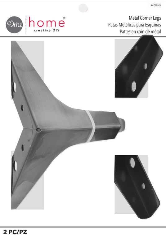 44707-65|Dritz Metal Corner Legs, Nickel, 2 pc