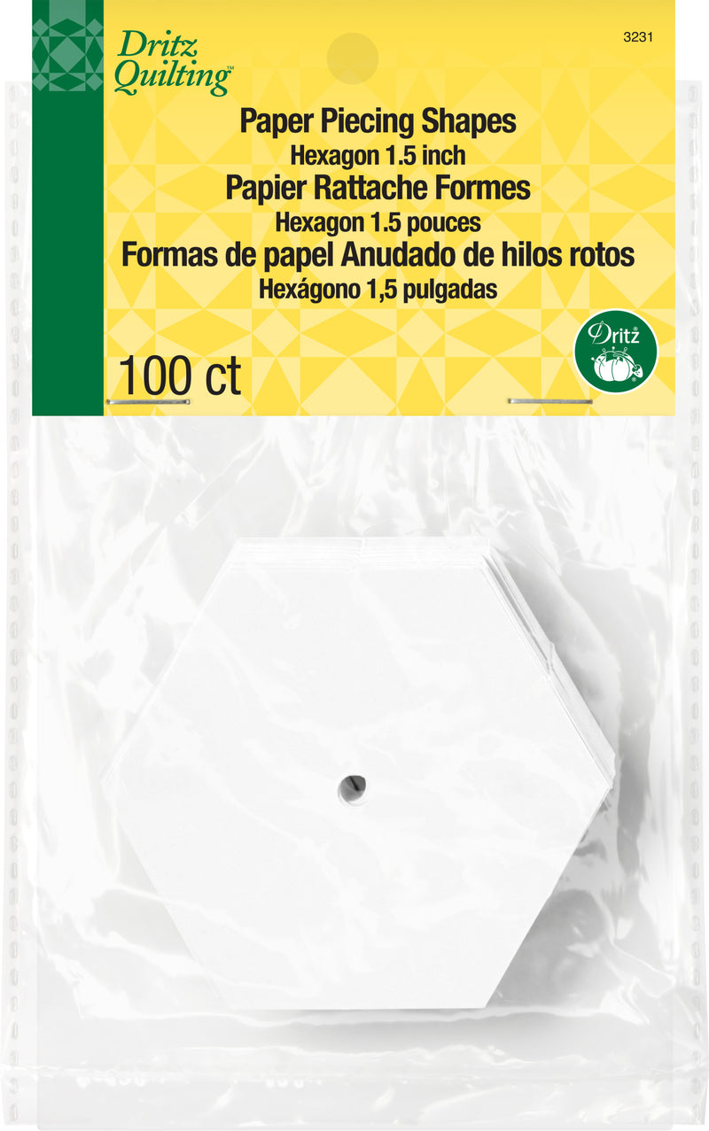 Cargue la imagen en el visor de la galería, 3231|Dritz 1-1/2" Hexagon Paper Piecing Shapes, 100 pc