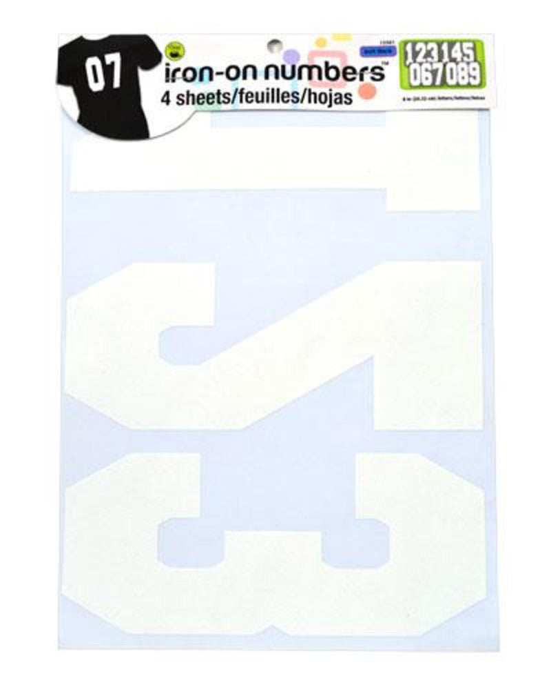Load image into Gallery viewer, 15561|Dritz Soft Flock Athletic Iron-On Numbers, 4 Sheets, White