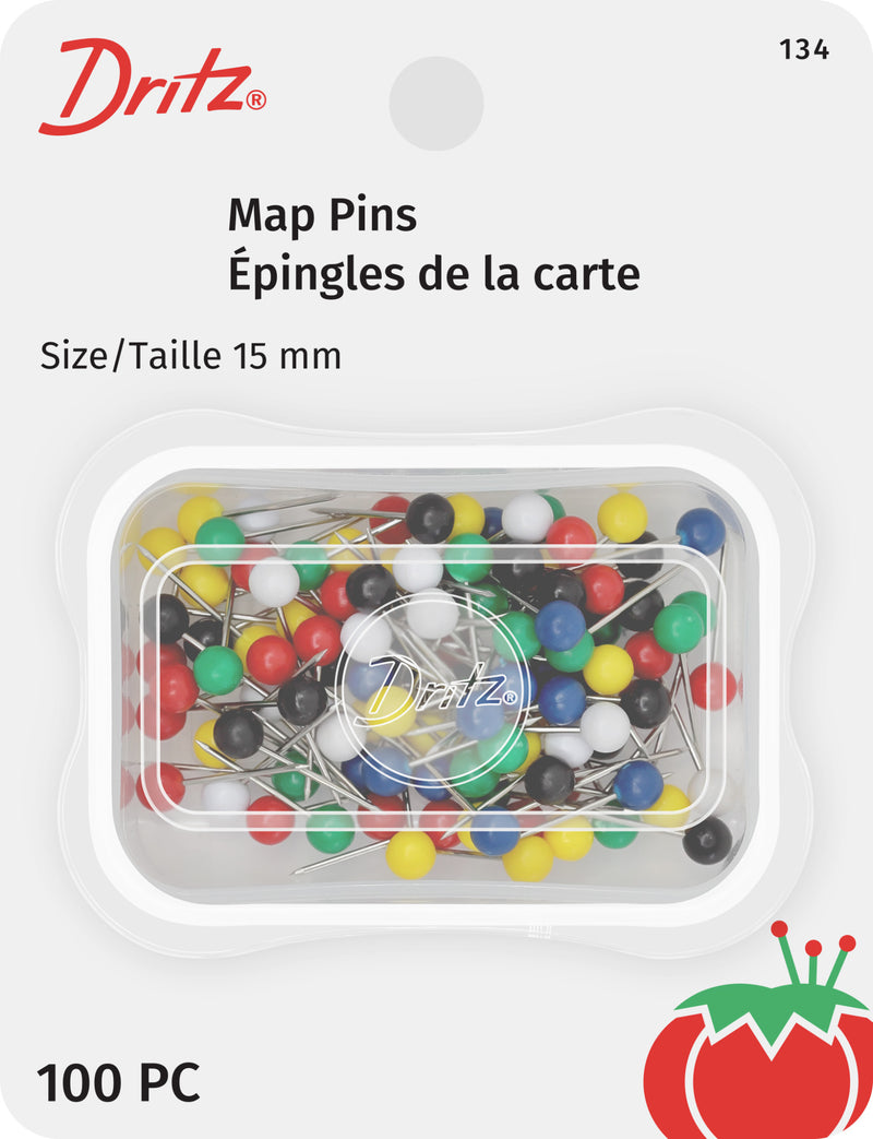 Load image into Gallery viewer, 134|Dritz 15mm Map Pins, Assorted, 100 pc