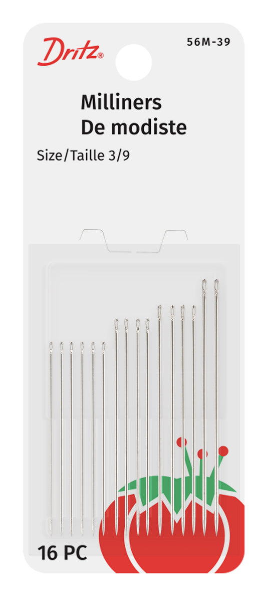 56M-39|Dritz Milliners Hand Needles, Size 3/9, 16 pc