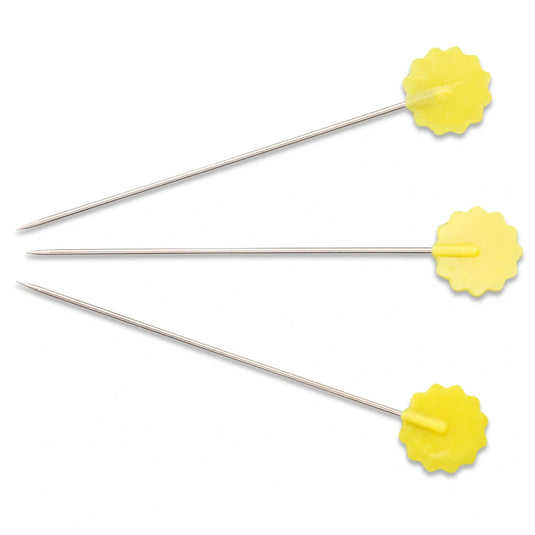 028520|Prym 2" Flat Flower Head Pins, Yellow, 50 pc