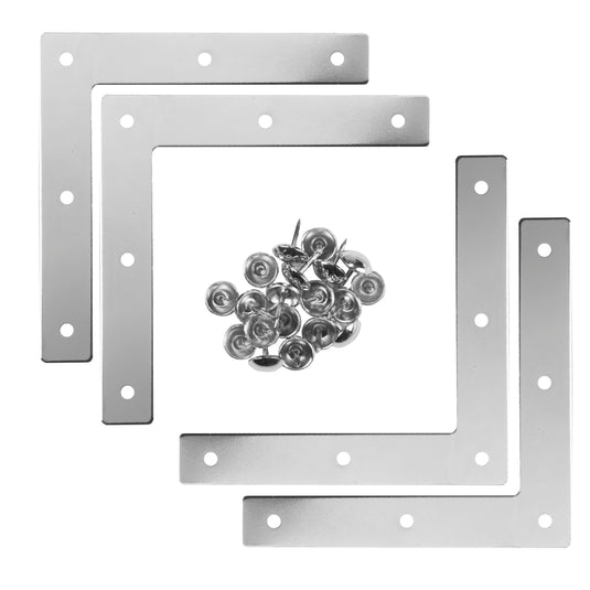 44789-65|Dritz Smooth Campaign Hardware Corners, Large, Nickel, 4 pc