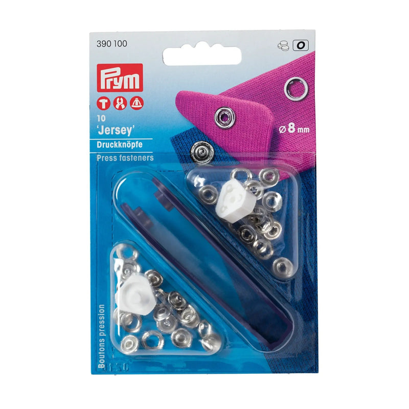 Load image into Gallery viewer, 390100|Prym JERSEY  8 mm silver with tools 10pc