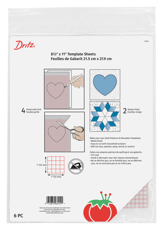 3414|Dritz Template Sheets, 8-1/2
