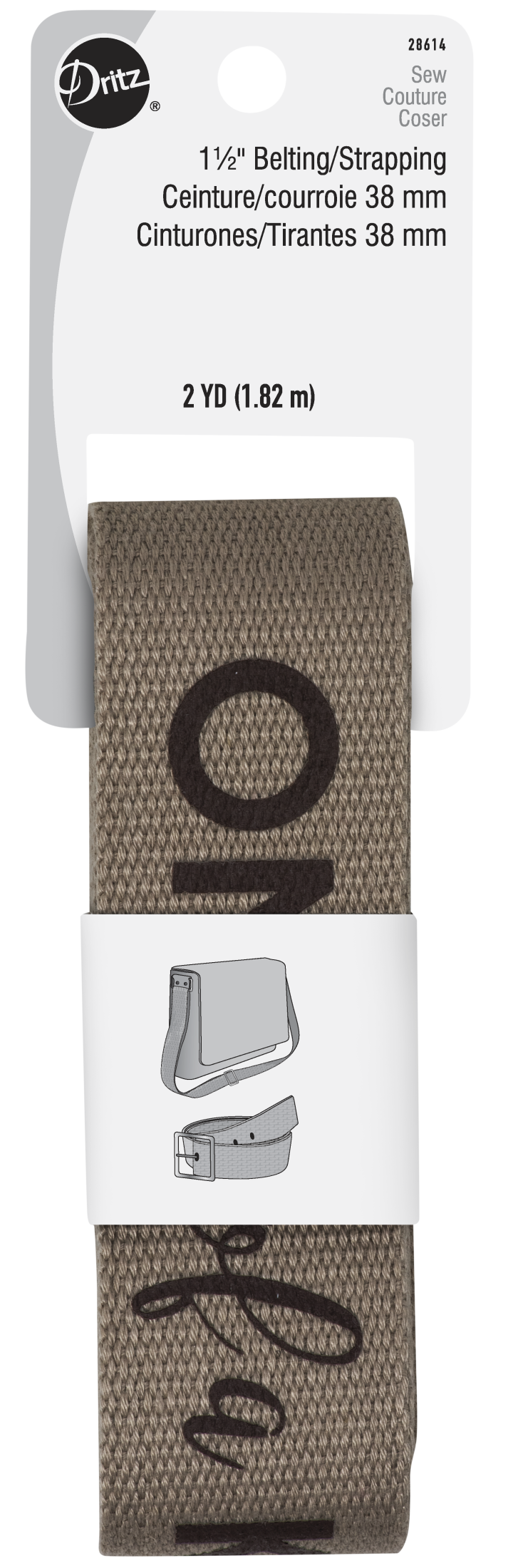 Load image into Gallery viewer, 28614|Dritz 1-1/2" Message Polyester Belting &amp; Strapping, Stone, 2 yd