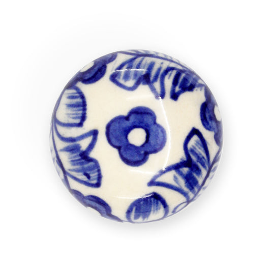 47048|Dritz Ceramic Small Delft Ball Knob, Blue & White