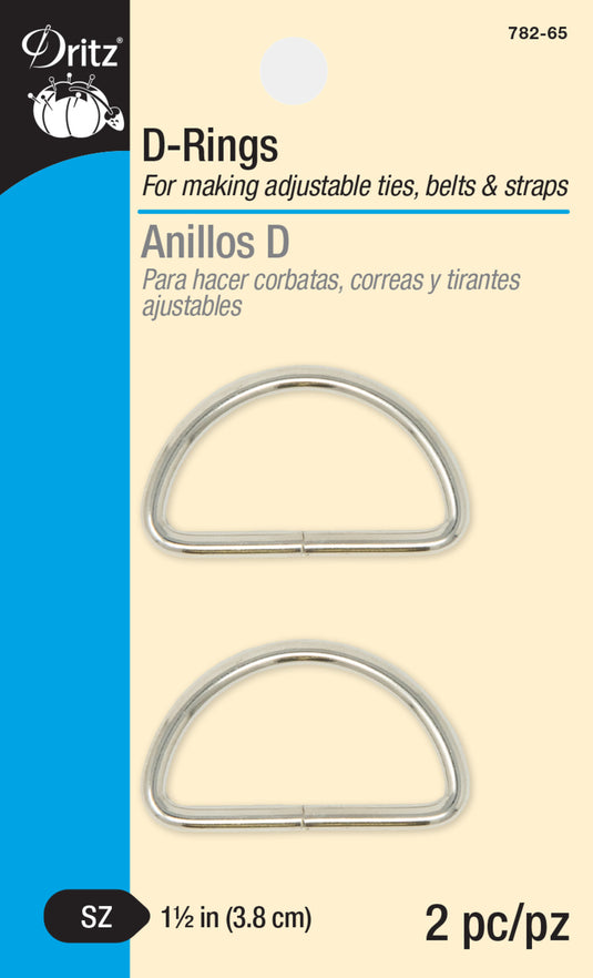 782-65|Dritz 1-1/2" D-Rings, Silver, 2 pc
