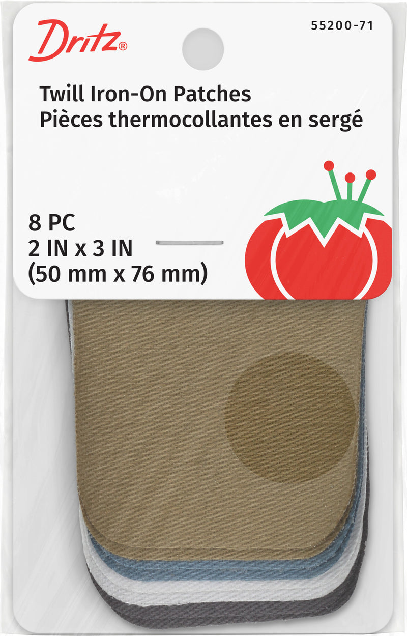 Load image into Gallery viewer, 55200-71|Dritz Twill Iron-On Patches, 2" x 3", 8 pc, Light Assorted