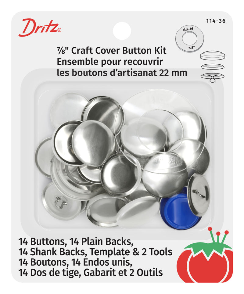 Load image into Gallery viewer, 114-36|Dritz 7/8" Craft Cover Button Kit, 14 Sets, Nickel