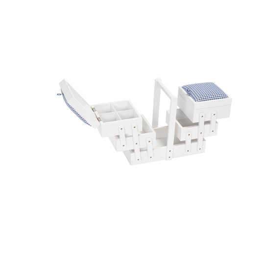 612578|Prym White Wood Sewing Box With Fabric