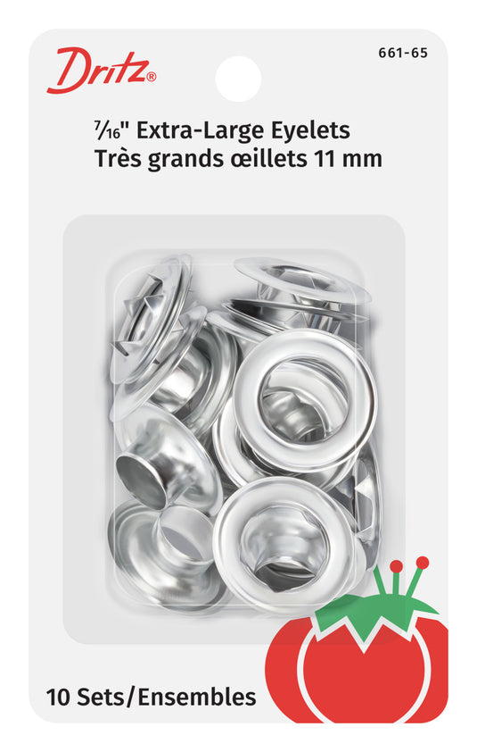 661-65|Dritz 7/16" Extra-Large Eyelets, 10 Sets, Nickel