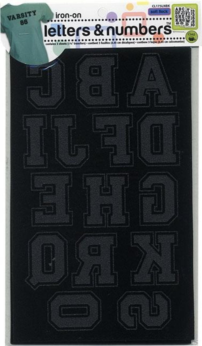 Load image into Gallery viewer, CL175LNBK|Dritz Soft Flock Collegiate Iron-On Letters, Black