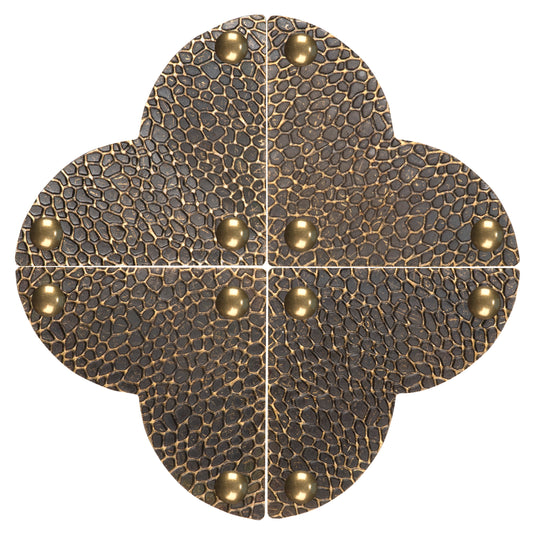 44799-38|Dritz Textured Quatrefoil Corners, Large, Antique Brass, 4pc