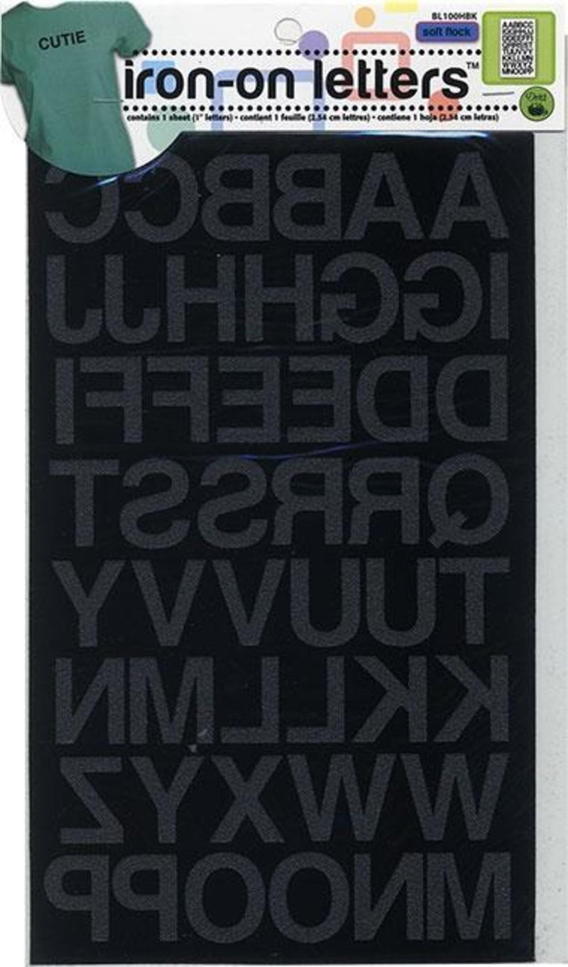 Load image into Gallery viewer, BL100HBK|Dritz Soft Flock Iron-On Letters, 1 Sheet, Black