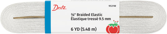 9531W|Dritz 3/8" White Braided Elastic, 6 yd