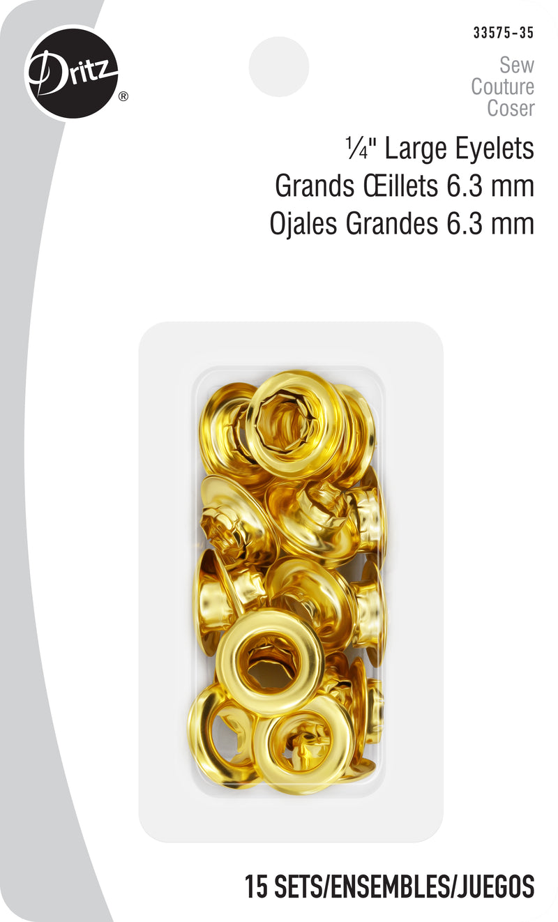 Load image into Gallery viewer, 33575-35|Dritz 1/4" Large Eyelets, 15 Sets, Brass