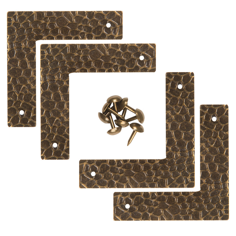 Load image into Gallery viewer, 44794-38|Dritz Textured Campaign Corners, Small, Antique Brass, 4 pc